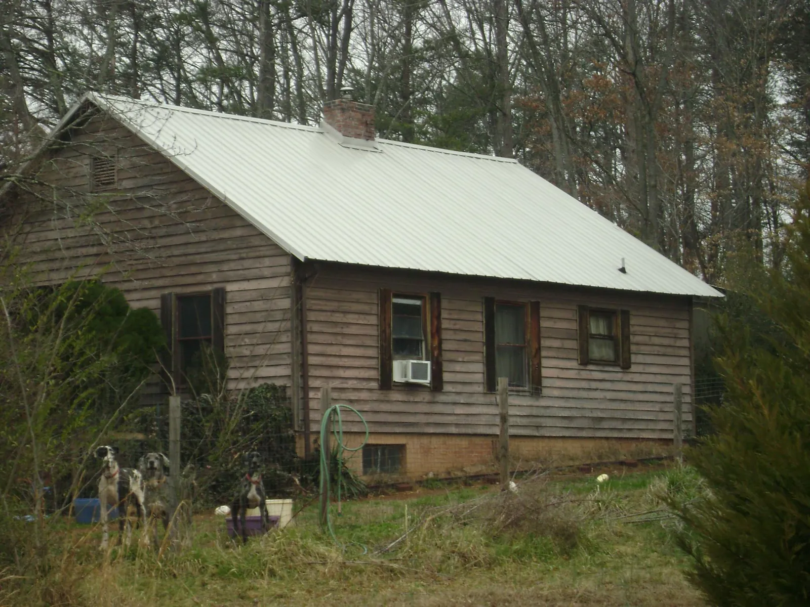 White metal roof on an old wood sided farmhouse, from a Asphalt Shingle Roof Repair job in Allston